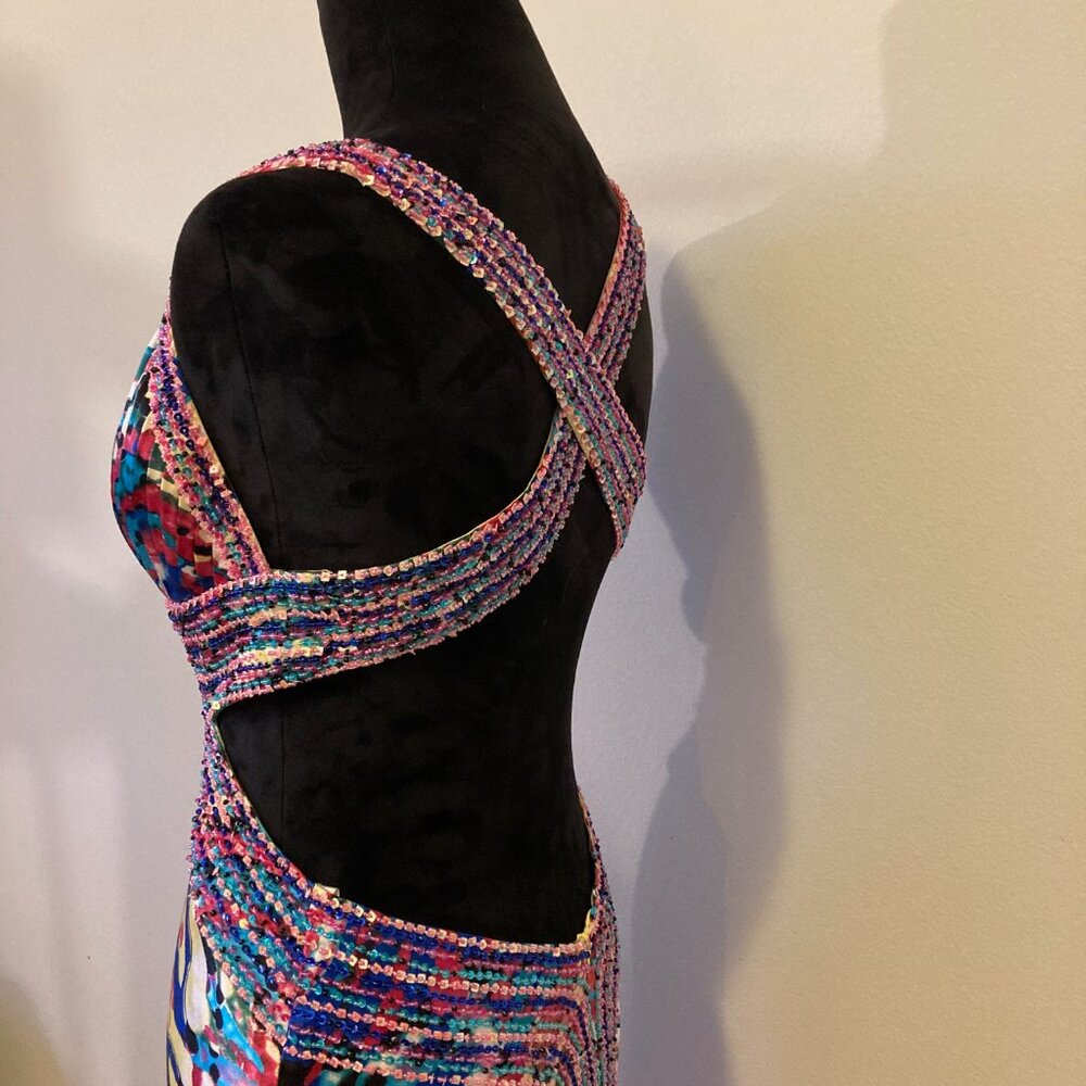 Cache Multicolor Patterned Dress With Beaded Desi… - image 5